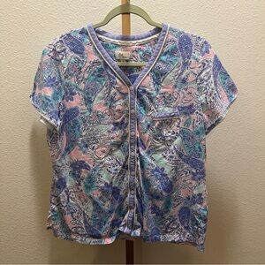 Aria, 2-Piece Pajama Set, lavender & aqua print Large